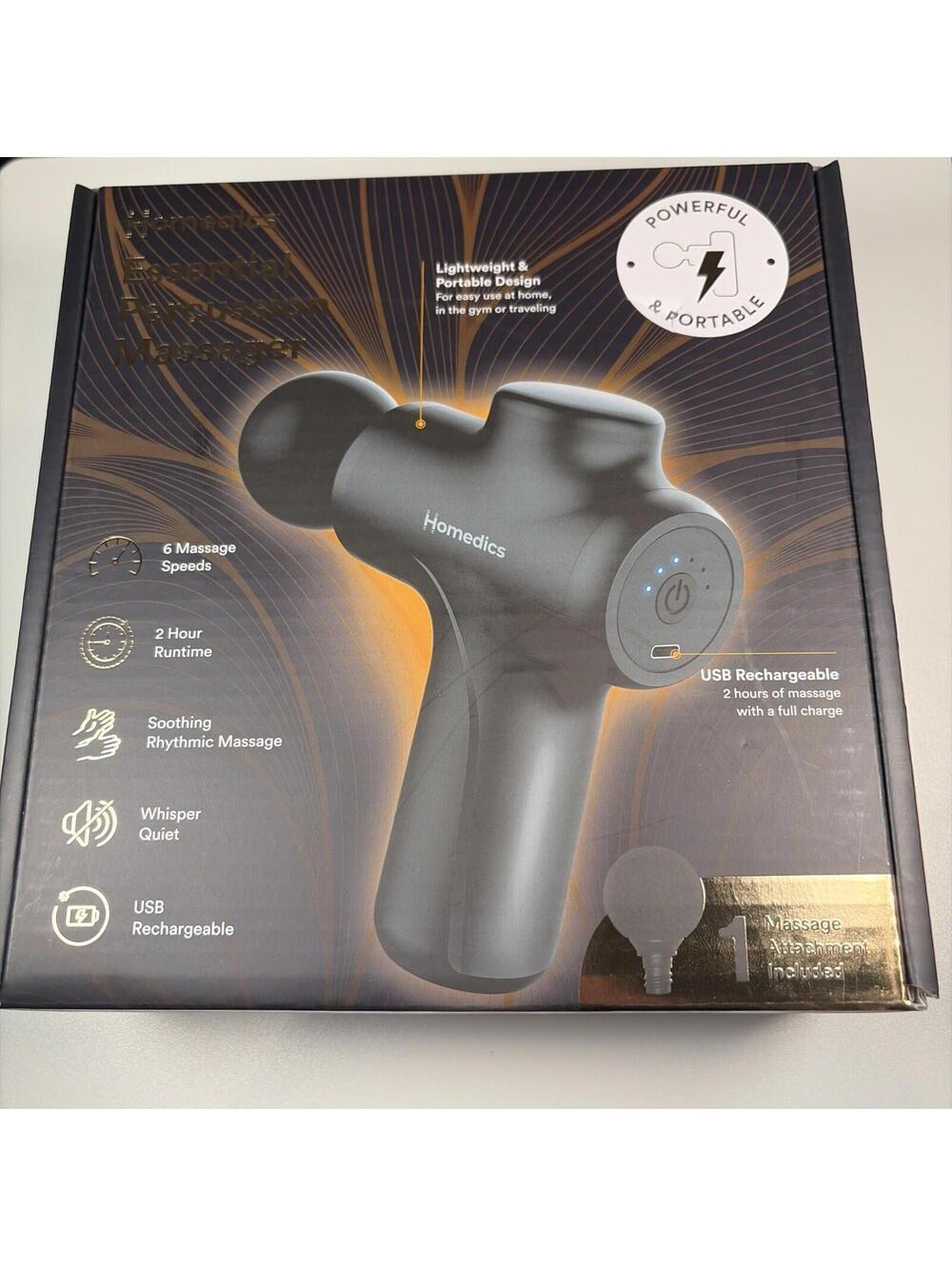 New Sealed Homedics Essential Percussion Massager Cordless Rechargeable Portable